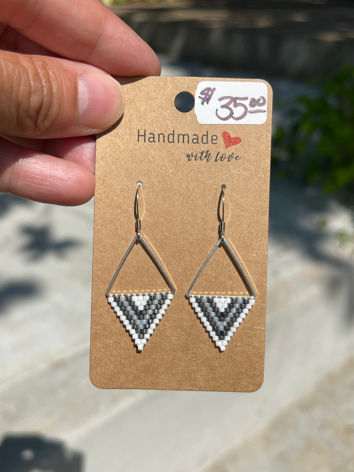 Beaded Triangle Earrings