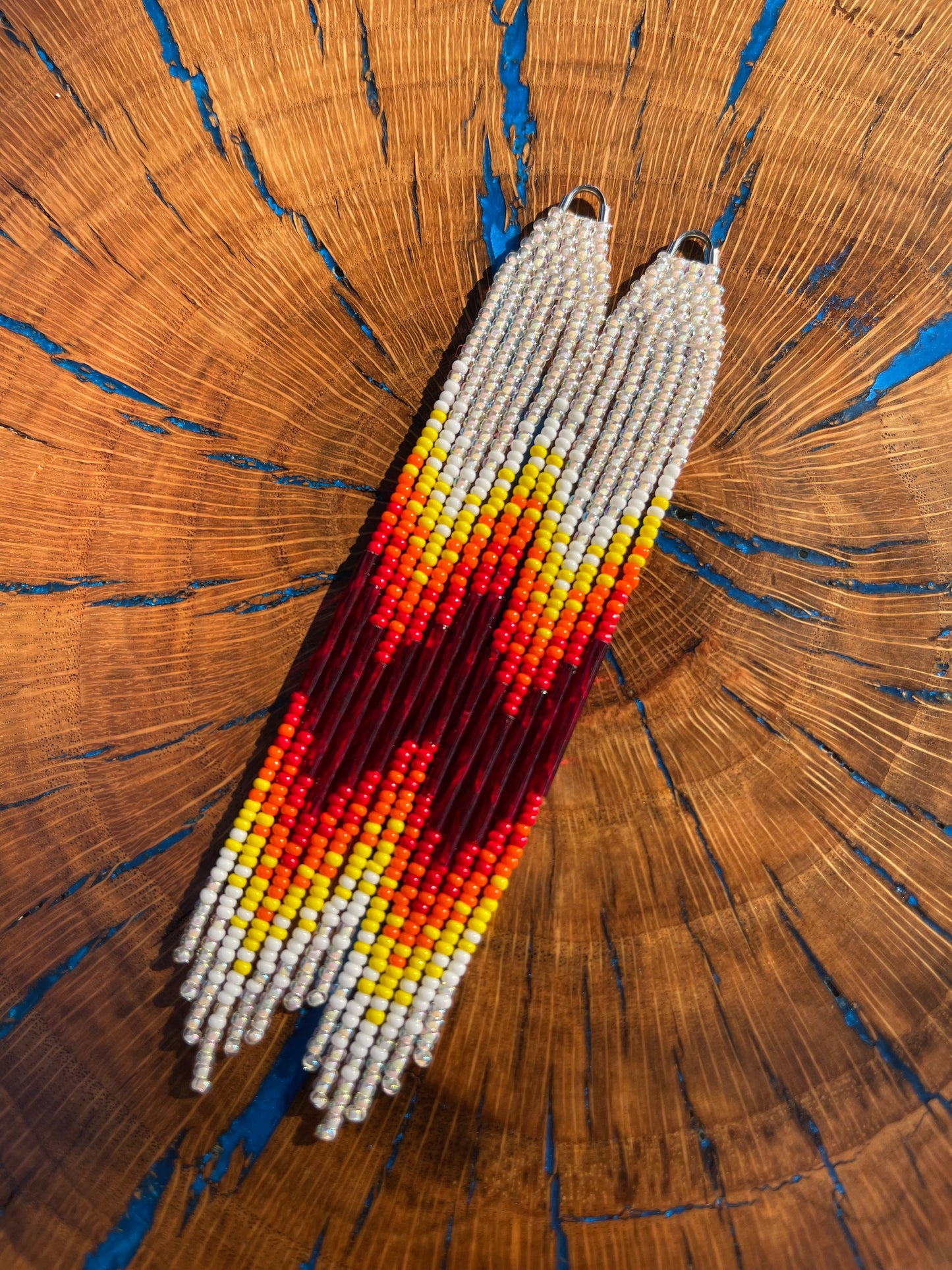 5.5 in Lt Beige & Fire color earrings!