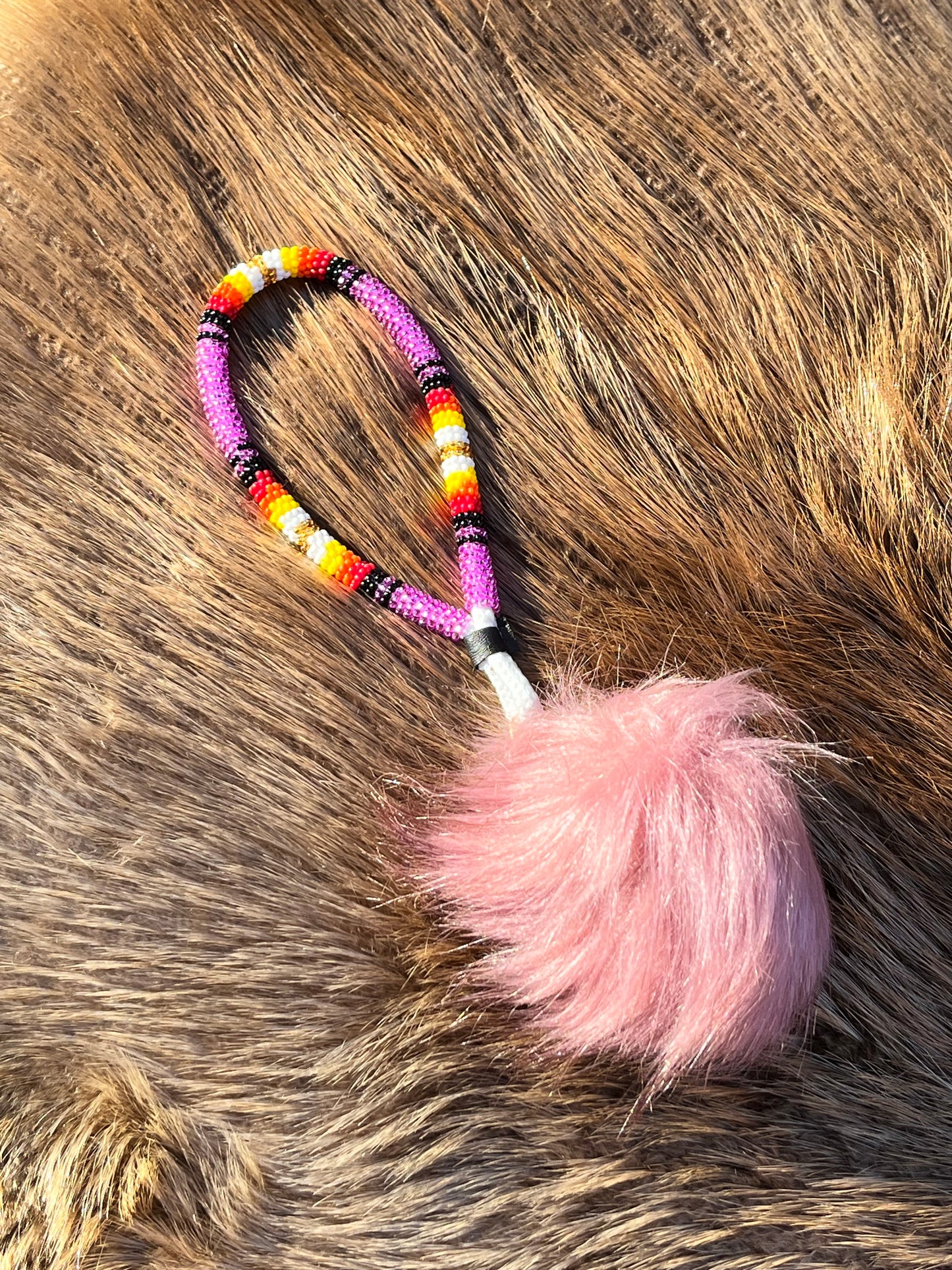 Electric Purple Keychain w Pom