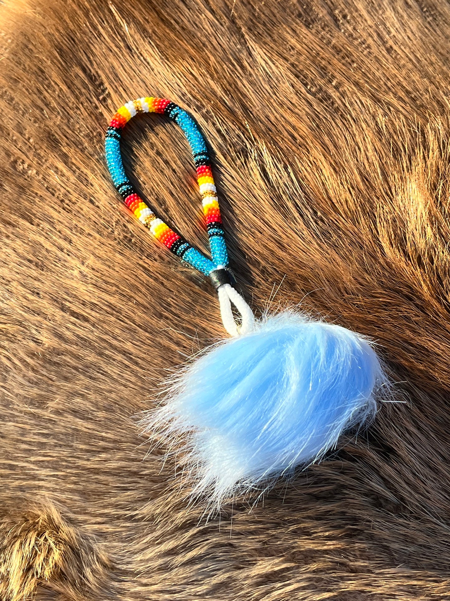 Electric Blue Keychain w Pom