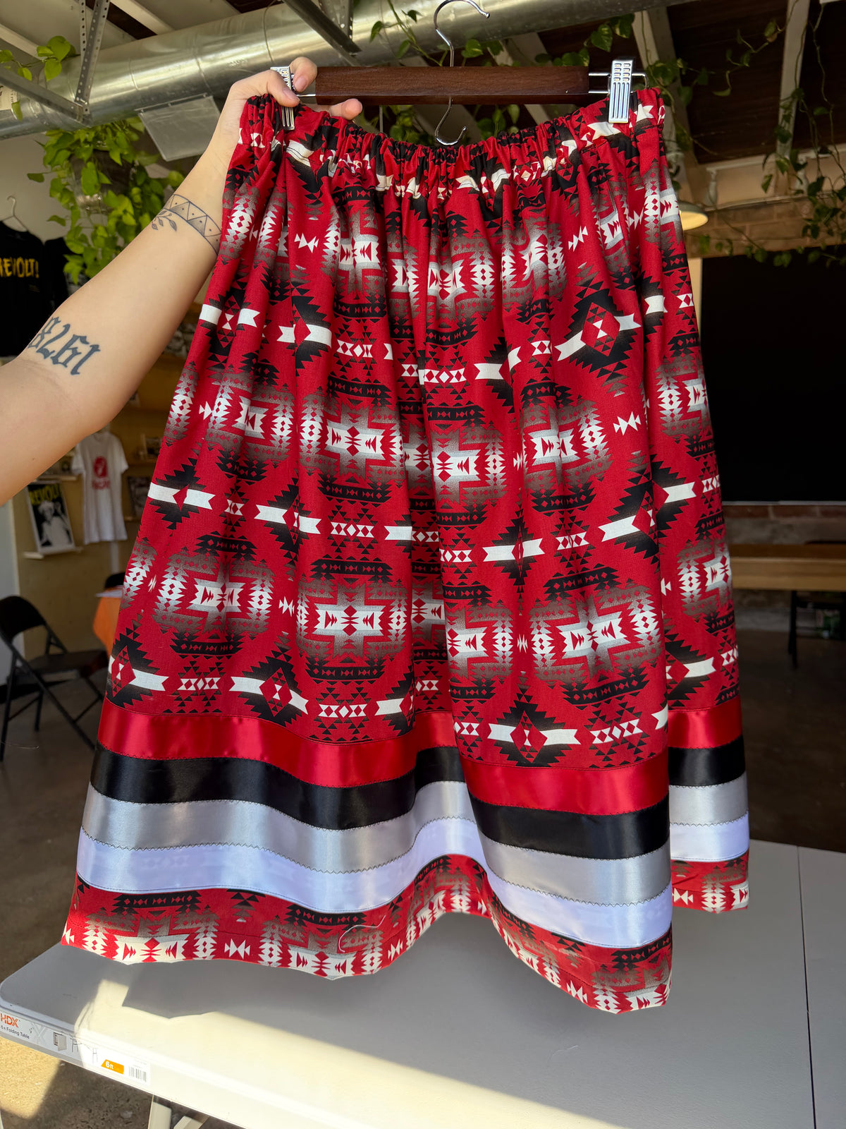 Red Tribal Print Ribbon Skirt