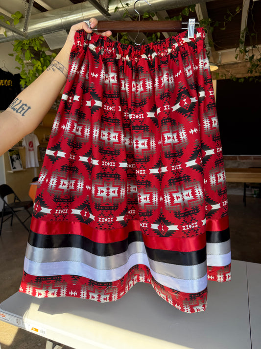 Red Tribal Print Ribbon Skirt