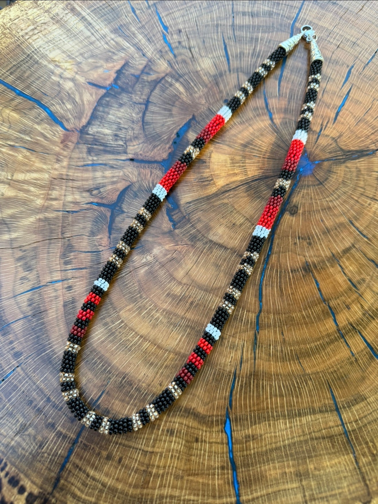 Red/Champagne rope necklace