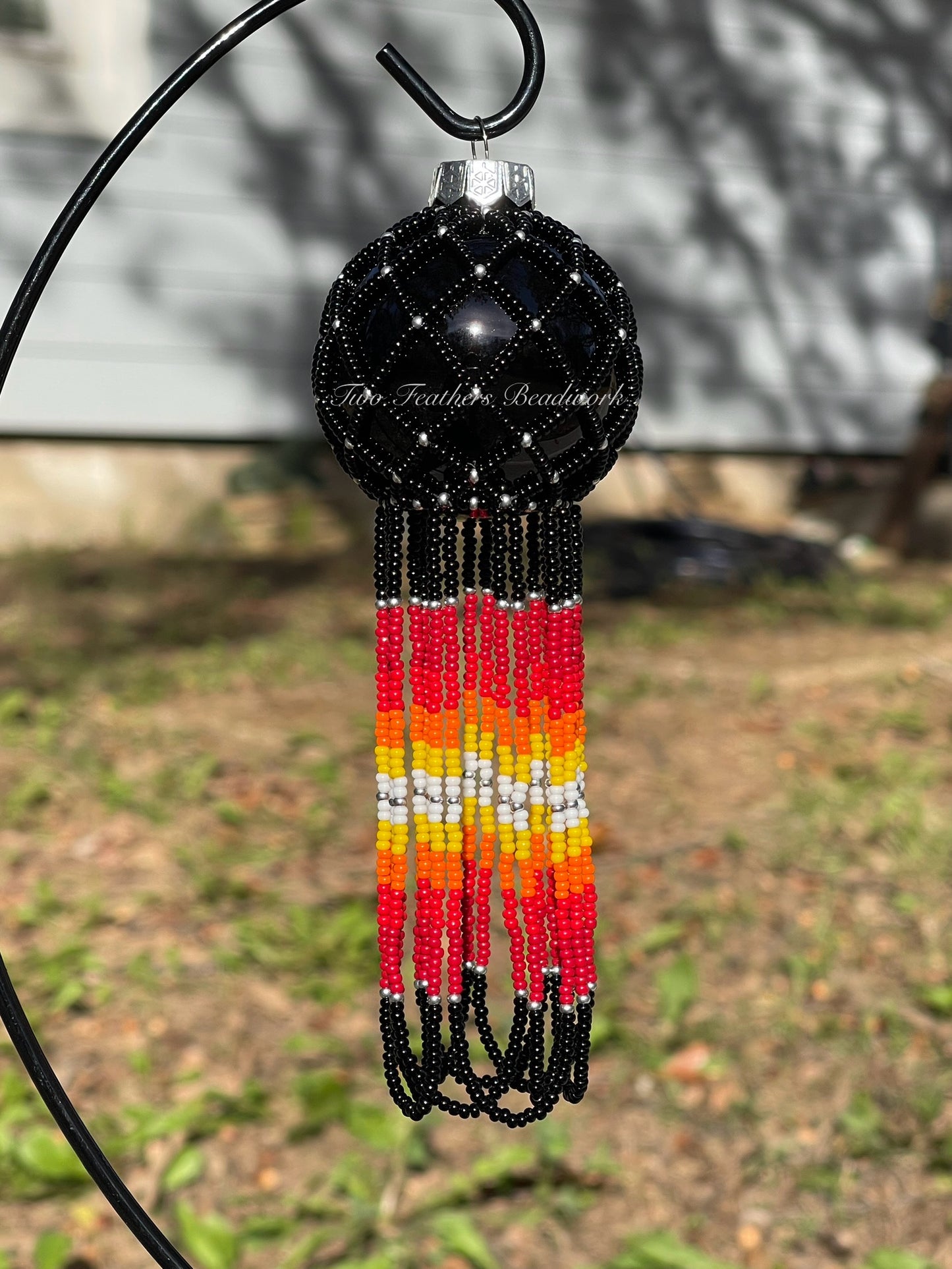 Black & Fire color Glass Ornament