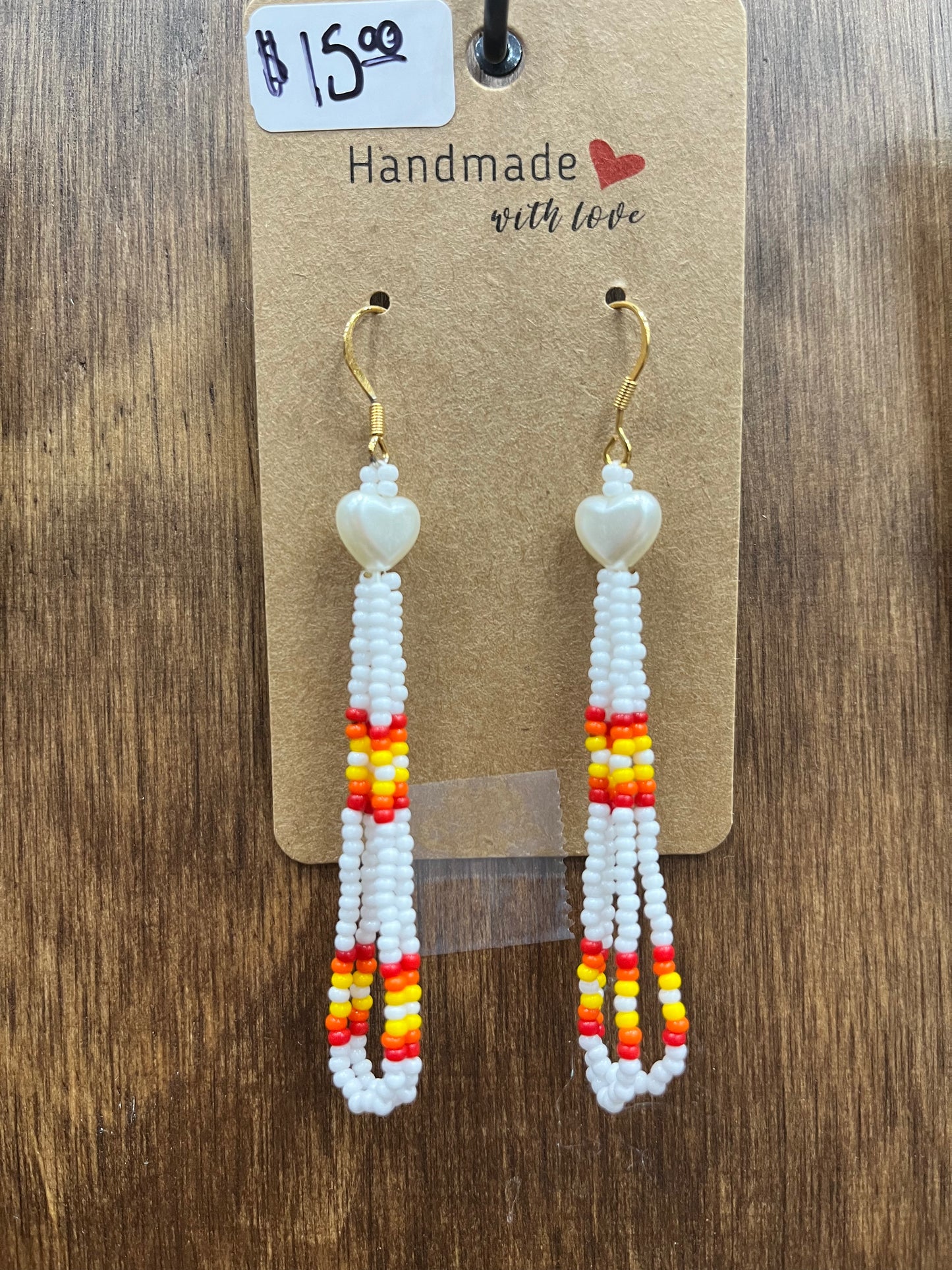 White Heart Fire Earrings