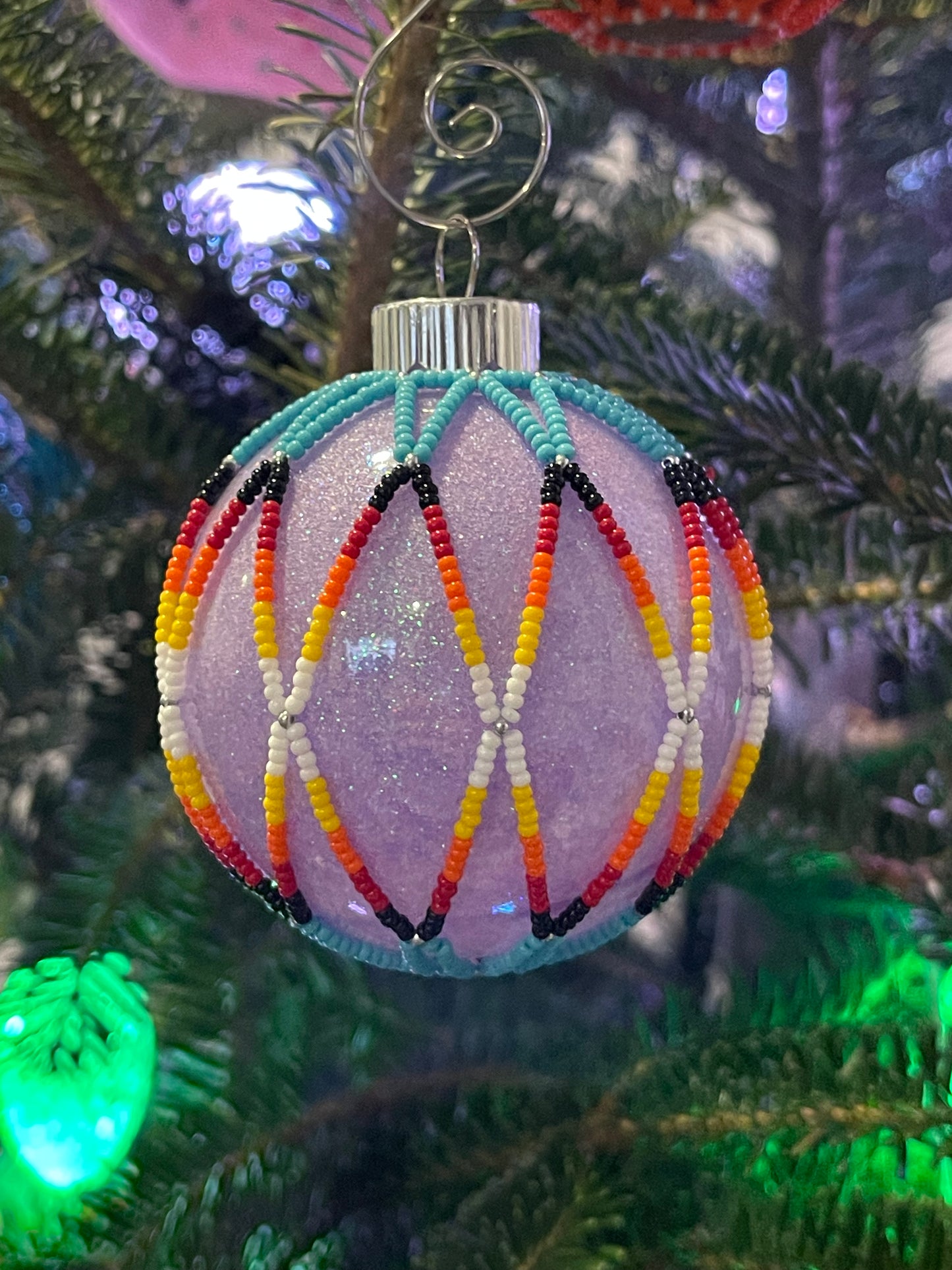 Purple and Turquoise plastic Ornament