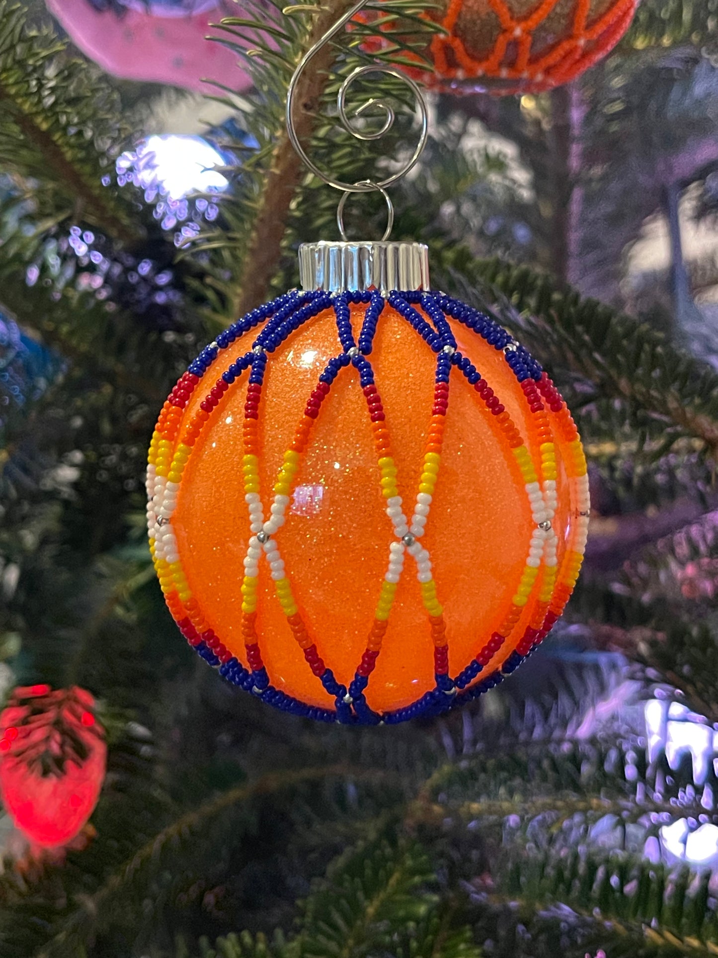 Orange & Blue Plastic Ornament