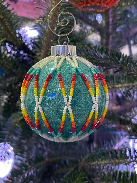 Turquoise & White Plastic Ornament