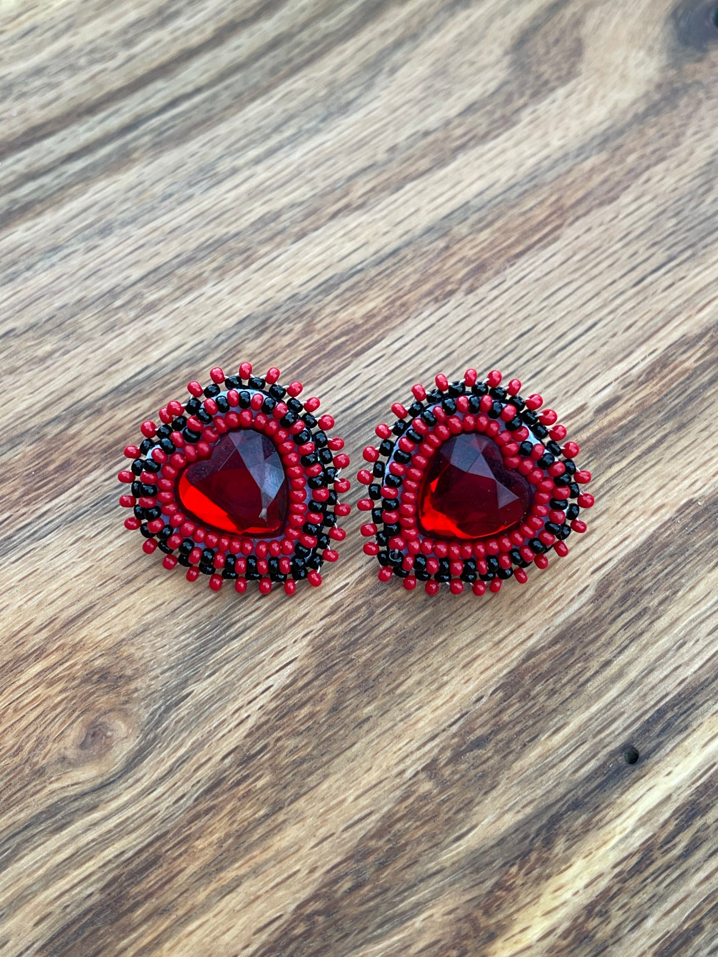 Black & Red Stud Earrings