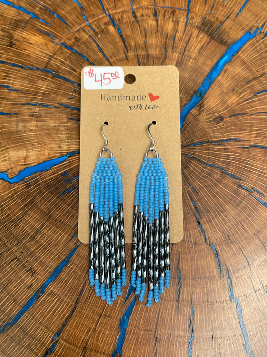 Blue/Black Bugle Earrings