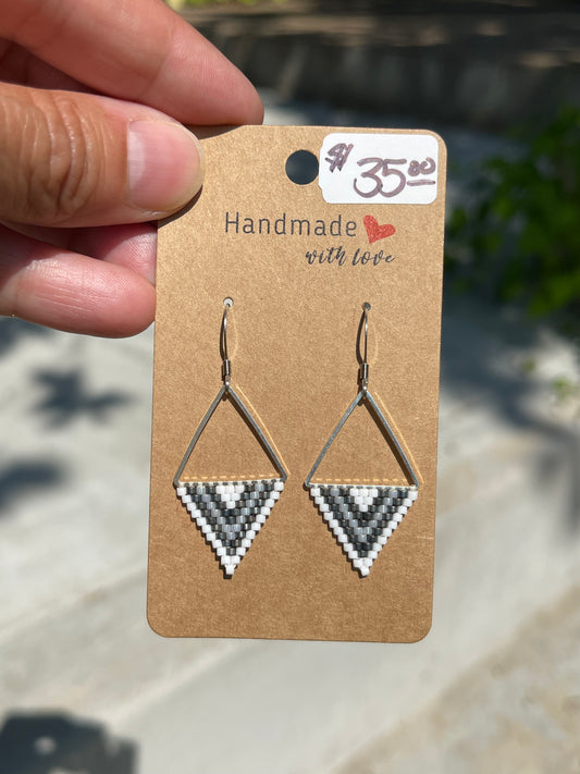 Beaded Triangle Earrings