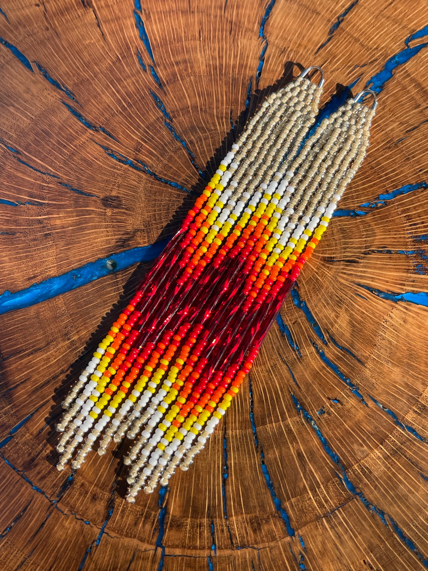 5.5 in CL Lt Beige & Fire color earrings