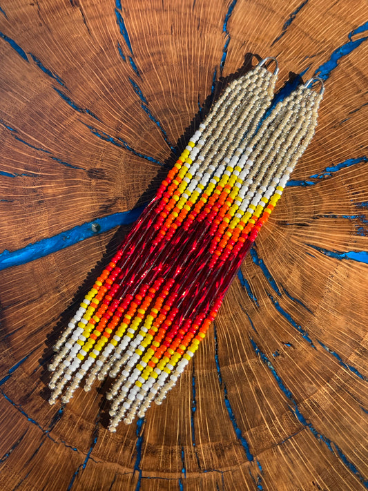 5.5 in CL Lt Beige & Fire color earrings